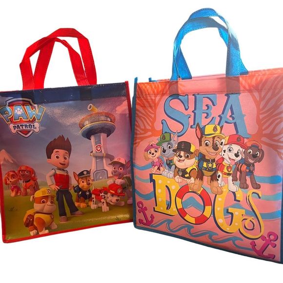 Paw Patrol 2 Reusable Tote Bags Apprx 12” x 13” x 6.5”‎ 2 Nickelodeon Gift Bags - Picture 1 of 11